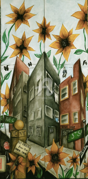 Alphabet City....Da Lower East side (dyptych) 绘画, 24x12 in