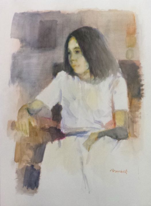 Painting titled "BARDELI A. - Riposo…" by Special Offers, Original Artwork, Watercolor
