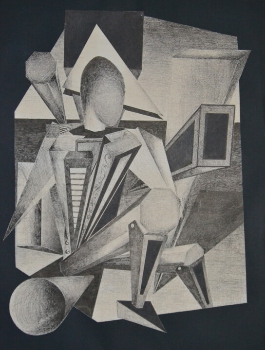 Dessin intitulée "Le repos du robot" par Patrice Preveirault, Œuvre d'art originale, Encre