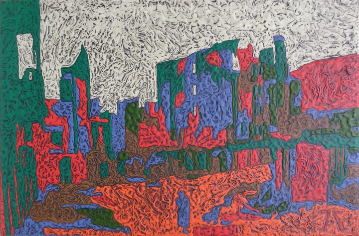 Malerei mit dem Titel "GUERNICA" von Marjinal Artiste Peintre Décalé Français, Original-Kunstwerk, Acryl