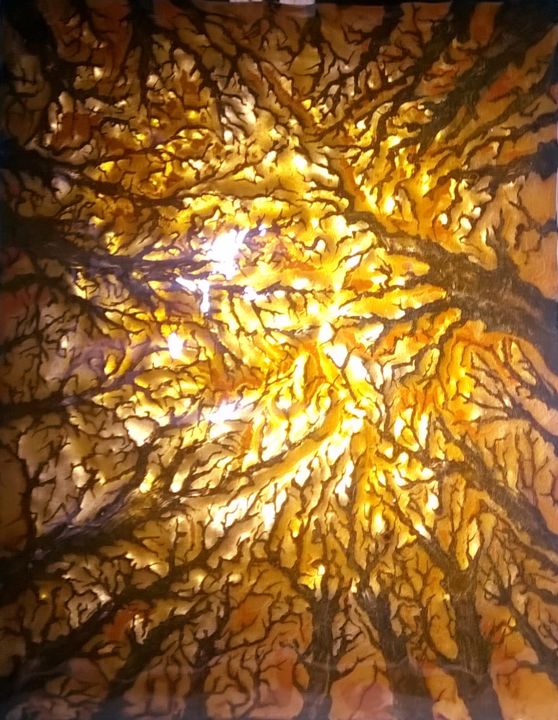 Painting titled "Brocéliande - Pièce…" by Isabelle Mathis, Original Artwork, Enamel