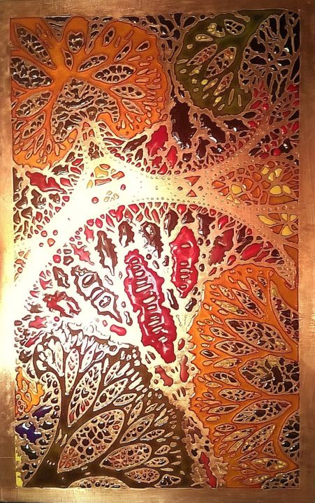 Peinture intitulée "Fangorn - Pièce uni…" par Isabelle Mathis, Œuvre d'art originale, Émail