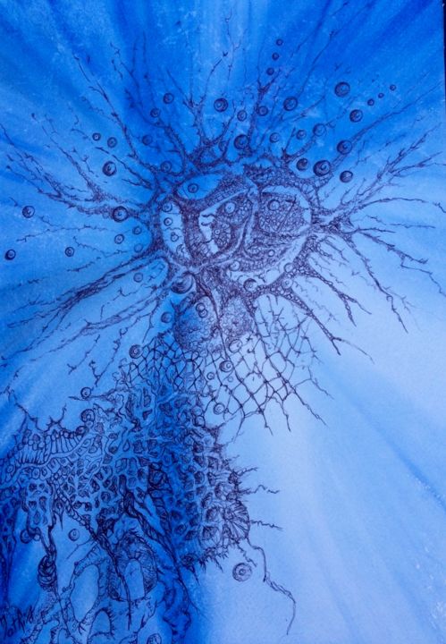 Malerei mit dem Titel "Amana - Pièce unique" von Isabelle Mathis, Original-Kunstwerk, Aquarell