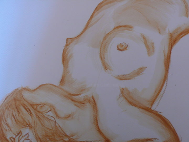 Peinture intitulée "Le sein - Pièce uni…" par Isabelle Mathis, Œuvre d'art originale, Aquarelle