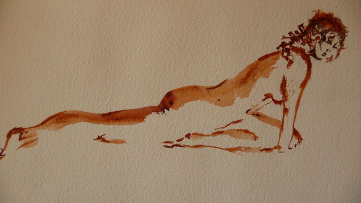 Peinture intitulée "Elsa - Pièce unique" par Isabelle Mathis, Œuvre d'art originale, Aquarelle