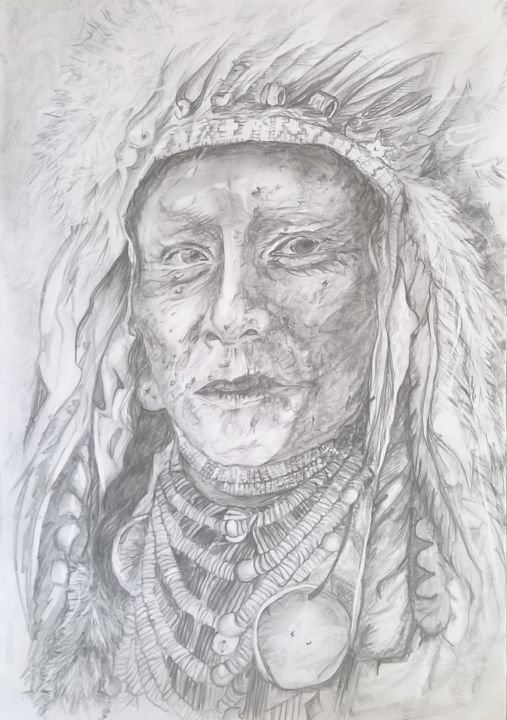 Dessin intitulée "Old white man - Piè…" par Isabelle Mathis, Œuvre d'art originale, Pointe d'argent