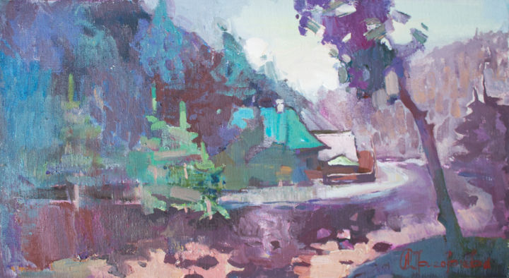Painting titled "At the stream durin…" by Anastasiia Grygorieva, Original Artwork, Oil