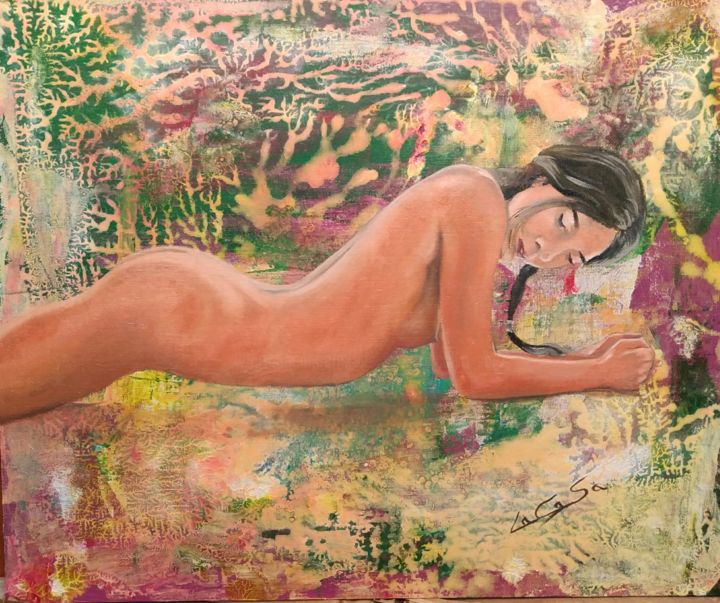 Painting titled "De codos" by Lacasa, Original Artwork, Oil