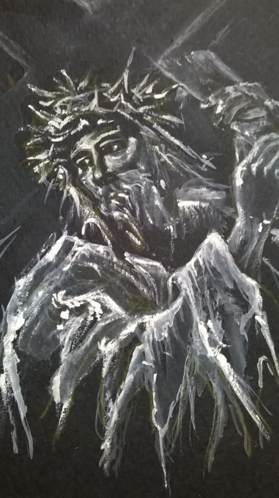 Peinture intitulée "Chemin de Croix - P…" par Isabelle Mathis, Œuvre d'art originale, Gouache