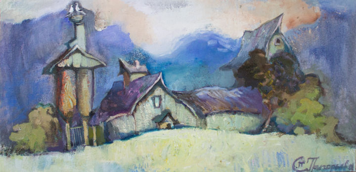 Painting titled "Two at the top" by Anastasiia Grygorieva, Original Artwork, Oil