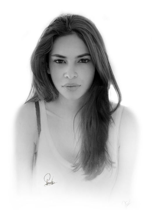 Tekening getiteld "Jessica" door Sylvain Puech, Origineel Kunstwerk, Grafiet