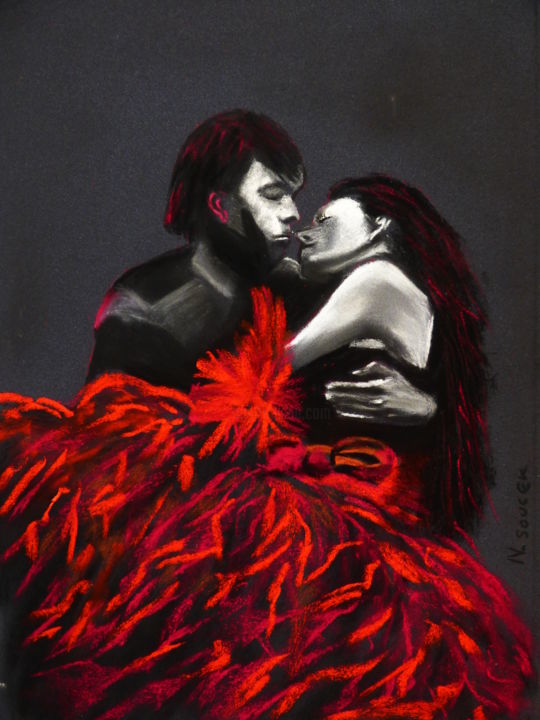Ζωγραφική με τίτλο "Variation sur le mê…" από Nathalie Soucek, Αυθεντικά έργα τέχνης, Παστέλ