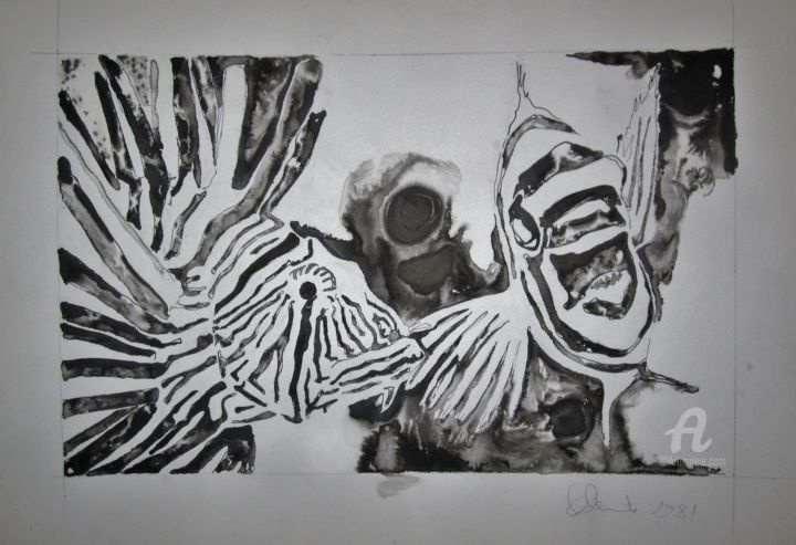 Drawing titled "Pesce scorpione" by Claudio Clemente, Original Artwork, Ink