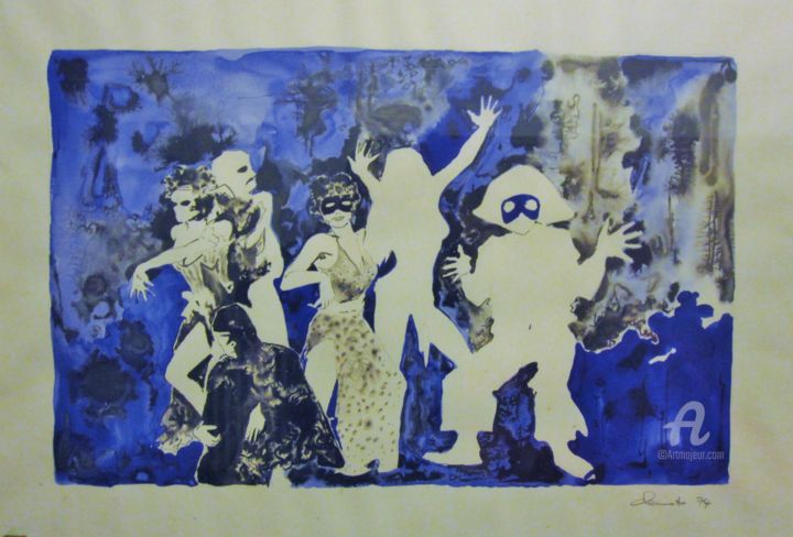 Drawing titled "Carnevale" by Claudio Clemente, Original Artwork, Ink