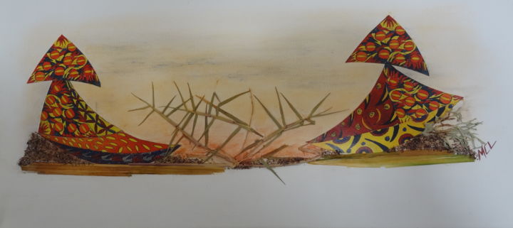 Collages intitulée "Dialogue" par Martine Capdeville-Lacomme, Œuvre d'art originale