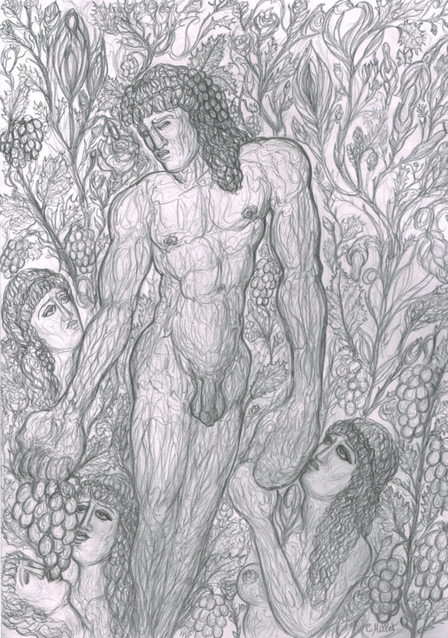 Dessin intitulée "Le Jardin des Délic…" par Cindy Millet, Œuvre d'art originale