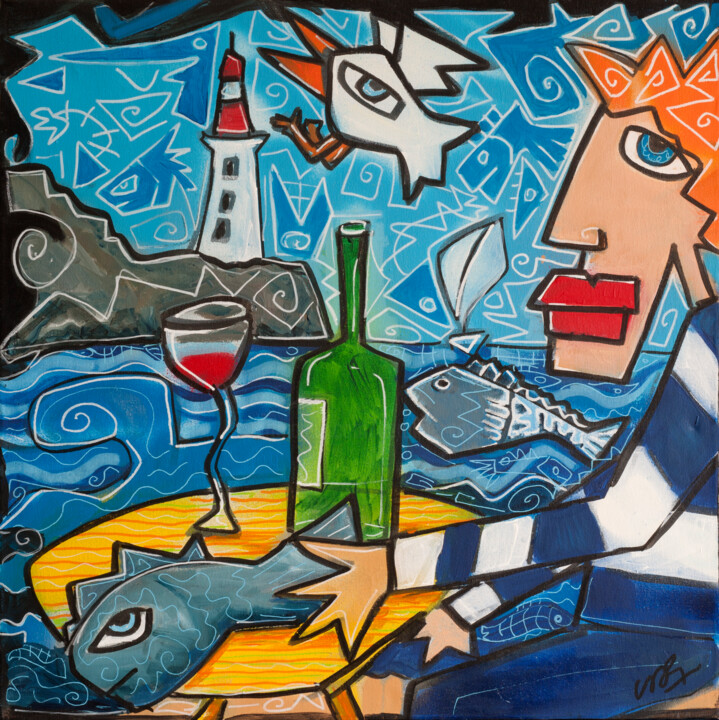 Painting titled "Cap" by Caroline Cavalier, Original Artwork, Acrylic