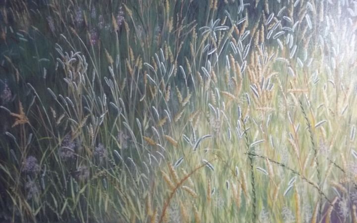 제목이 "Herbes menues"인 미술작품 Catherine Pergay로, 원작, 아크릴 나무 들것 프레임에 장착됨