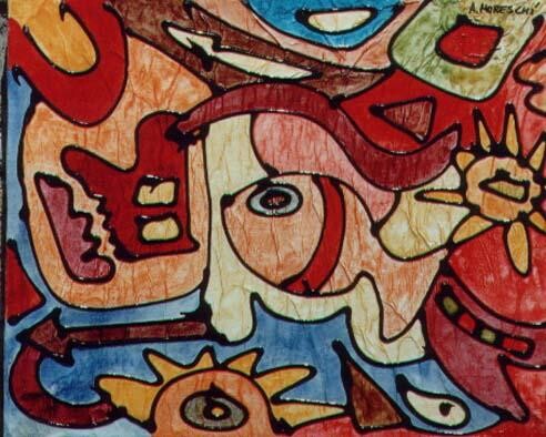 Painting titled "FISHSUN" by Armando Moreschi, Original Artwork, Oil