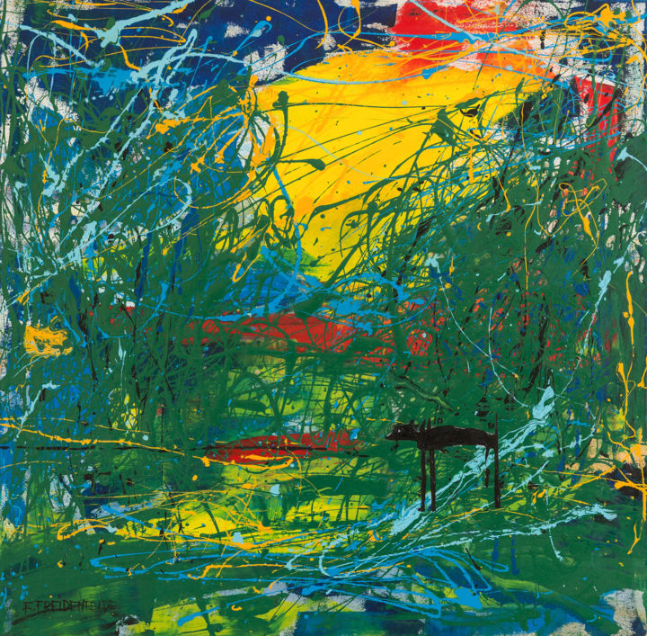 Painting titled "viss-zalo-un-zied-a…" by Efs, Original Artwork, Acrylic