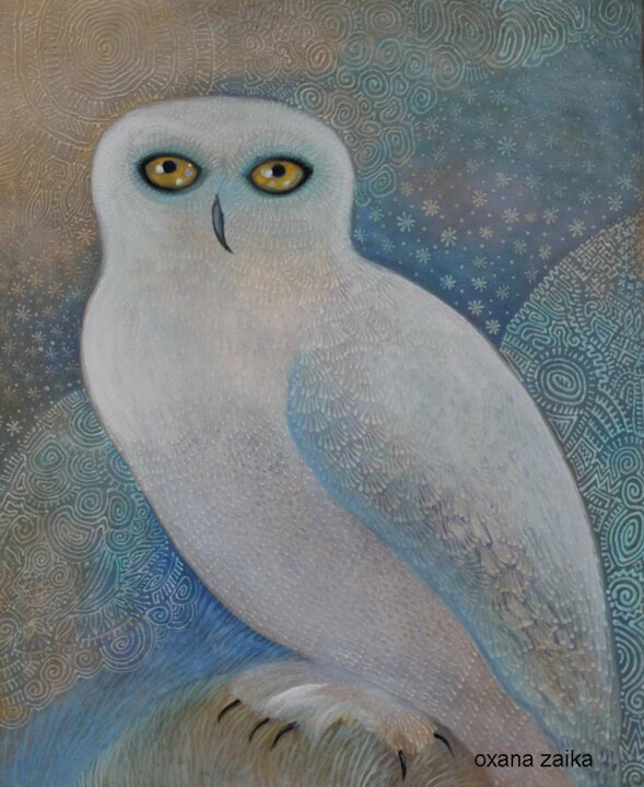 chouette polaire Painting, 21.7x18.1 in