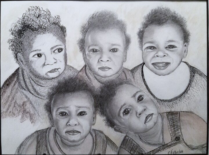 Dessin intitulée "Portrait  vue diffé…" par Charles Corbin, Œuvre d'art originale, Pointe d'argent