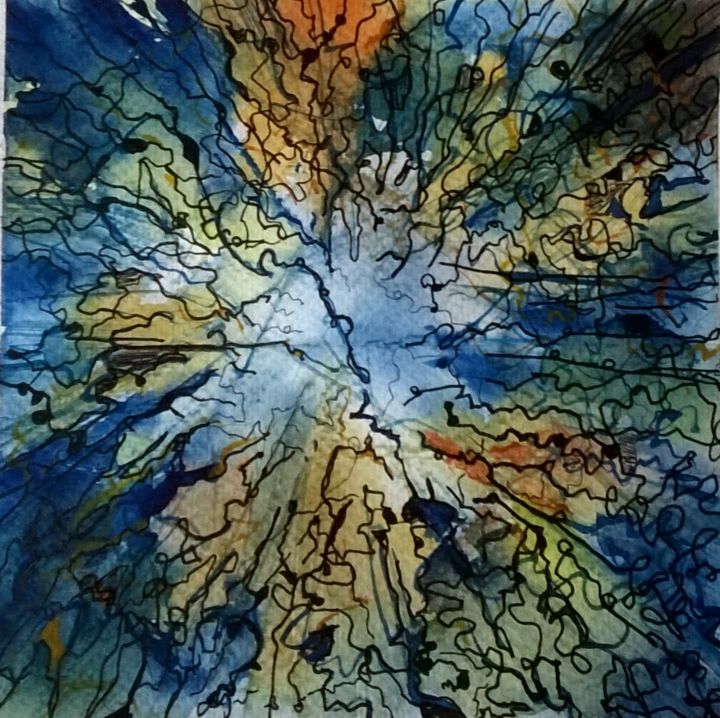 Zeichnungen mit dem Titel "Contre plongée - Pi…" von Isabelle Mathis, Original-Kunstwerk, Kugelschreiber