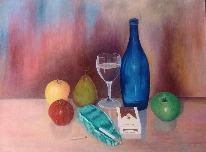 Peinture intitulée "Nature morte à la b…" par Charles Corbin, Œuvre d'art originale, Huile
