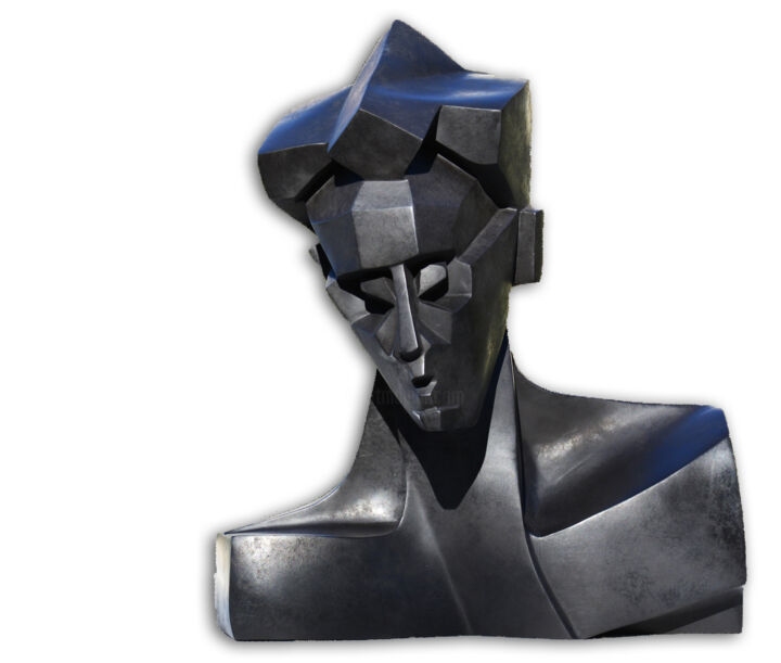 Tête cubiste 雕塑, 14.6x18.5 in