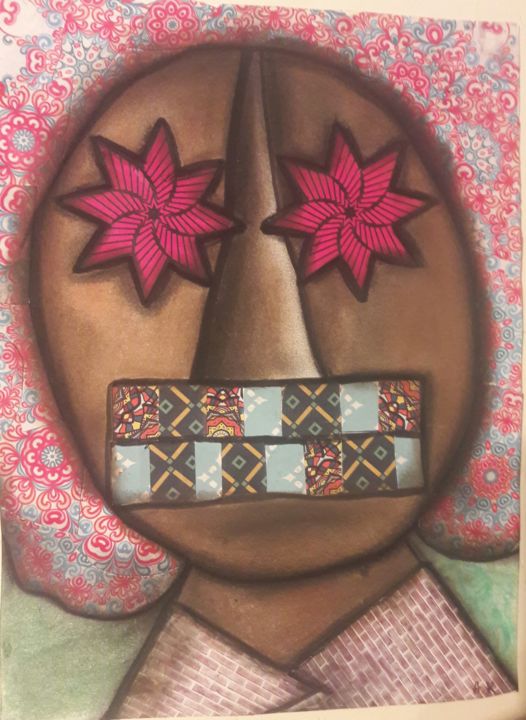 Kolaże zatytułowany „Strange Face 5” autorstwa As Maken, Oryginalna praca, Papier