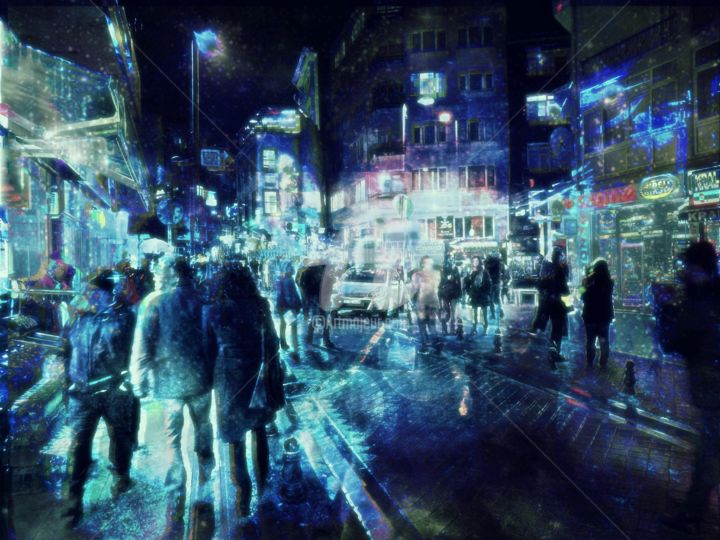 Цифровое искусство под названием "Street at night" - Metin, Подлинное произведение искусства