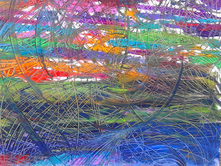 Painting titled "trait pour trait" by Cedric Waucquez, Original Artwork, Oil
