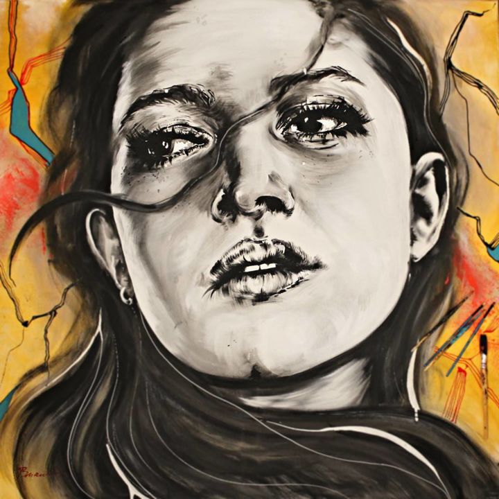 Painting titled "Try walking in my s…" by Branka, Original Artwork, Acrylic