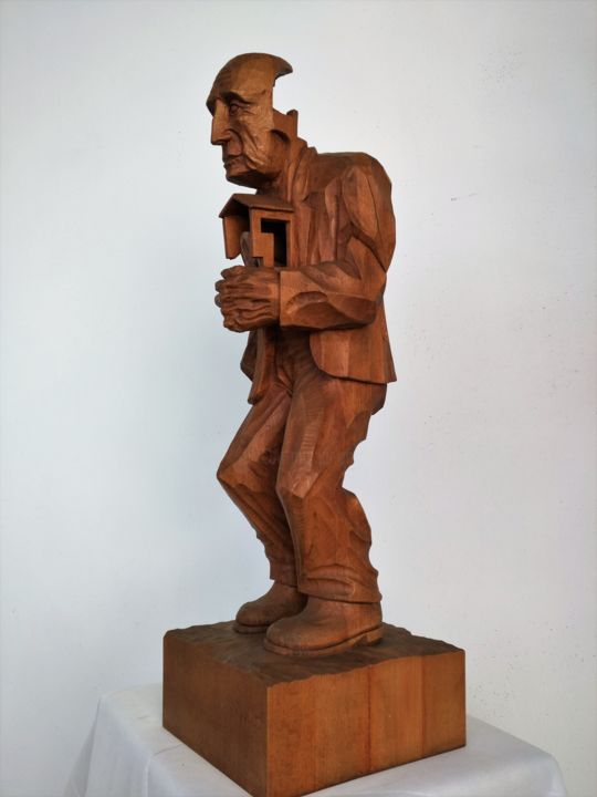 Sculptuur getiteld "Vida - historia -1" door Infa Inot, Origineel Kunstwerk, Hout