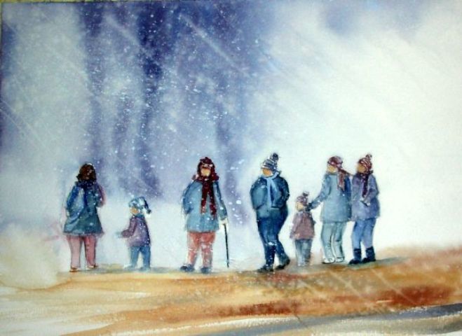 Painting titled "sous la pluiephpnr3…" by Jocelyne Dumont, Original Artwork