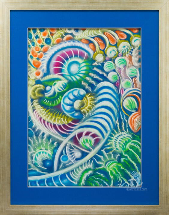 Painting titled ""AMMONITES LIVE "" by Włodzimierz Marian Nowak, Original Artwork, Pastel