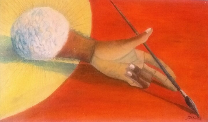 Peinture intitulée "La main divine n°1" par Charles Corbin, Œuvre d'art originale