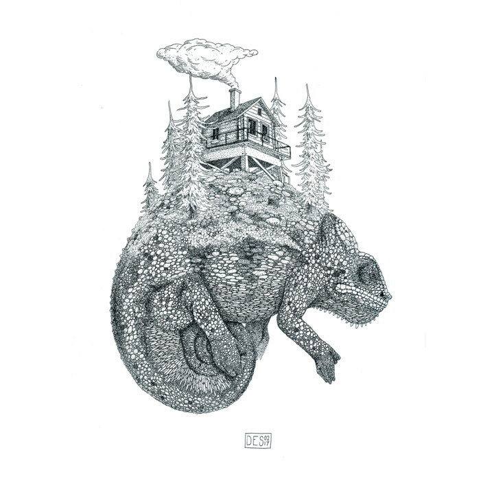 Drawing titled "Out of Sight" by Devin Wijkhuijzen, Original Artwork