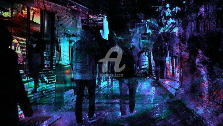 Цифровое искусство под названием "Night walkers" - Metin, Подлинное произведение искусства, Фотомонтаж