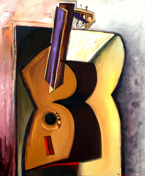 绘画 标题为“La Guitare” 由Hind Elamaoui, 原创艺术品, 油