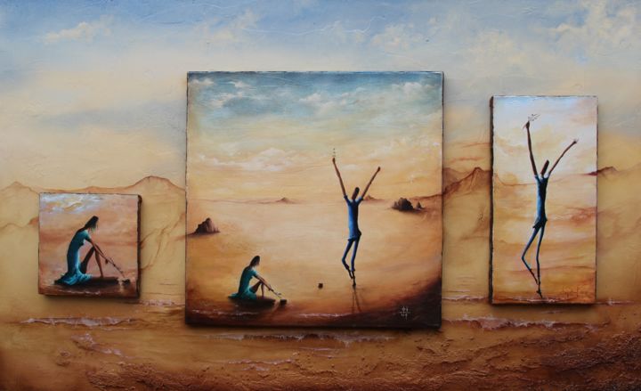 Peinture intitulée "" Elle et Lui "" par Daniel Jacquinot, Œuvre d'art originale, Huile