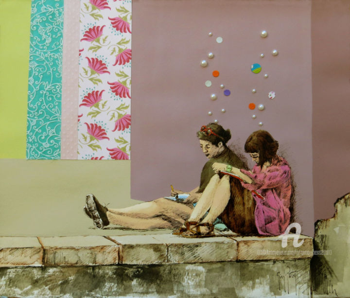 Painting titled "Semillas en el aire…" by Gina Portera, Original Artwork