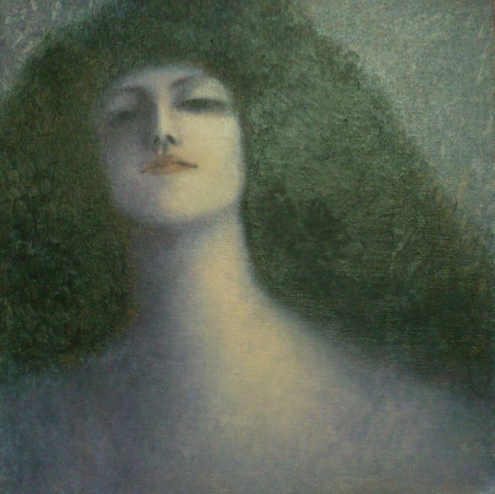Schilderij getiteld "Lolita IX" door Jinjuan Zhan, Origineel Kunstwerk, Olie