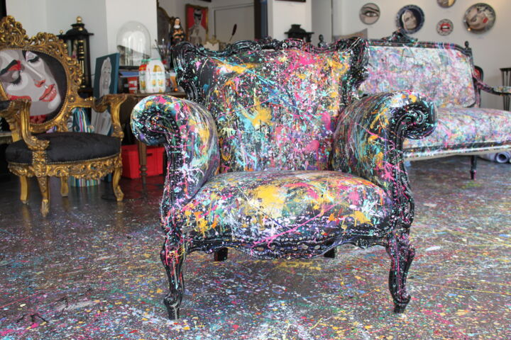 Peinture intitulée "Fauteuil " Fanny "" par Ann'Soco, Œuvre d'art originale, Acrylique