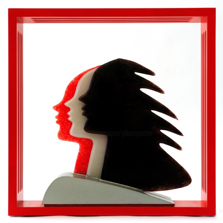 tHree W'ild sculpture en verre Fusing 雕塑, 19.3x19.3 in