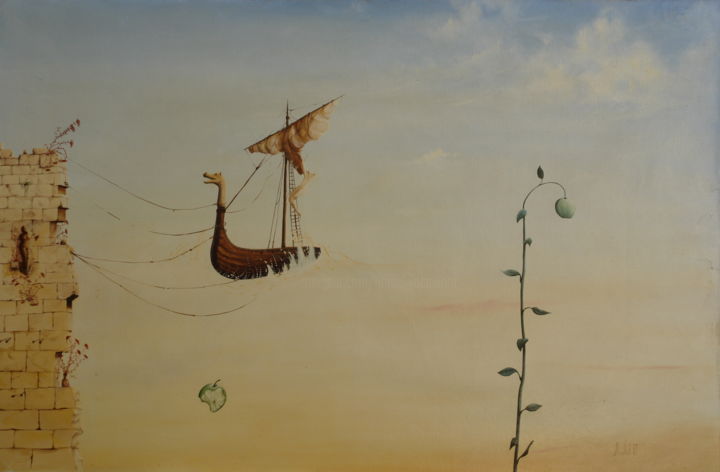 Peinture intitulée "" Drakar "" par Daniel Jacquinot, Œuvre d'art originale, Huile