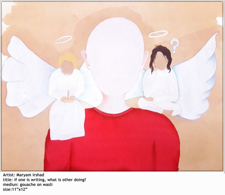 Painting titled "if-one-is-writing-w…" by Maryam Shykh, Original Artwork, Gouache