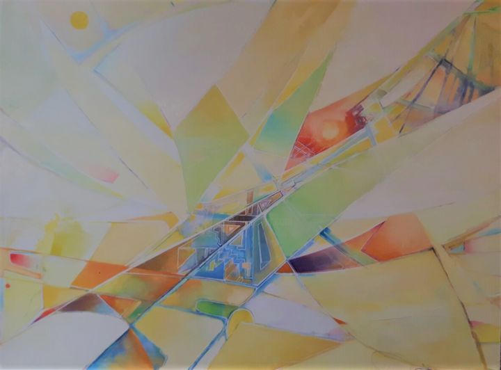 Painting titled "Art abstrait intell…" by Adam Lobazanov, Original Artwork, Oil