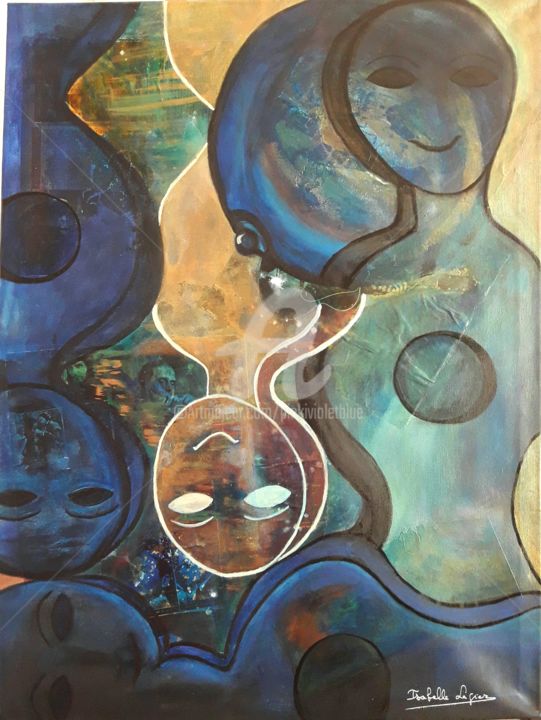 Totems pour guitariste 绘画, 31.5x23.6 in