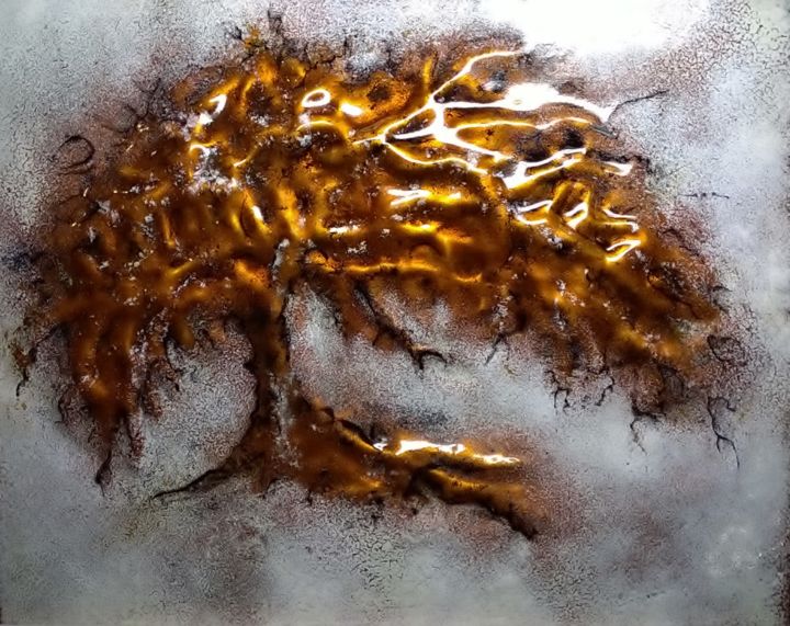 Peinture intitulée "L'Ancêtre émail rep…" par Isabelle Mathis, Œuvre d'art originale, Émail